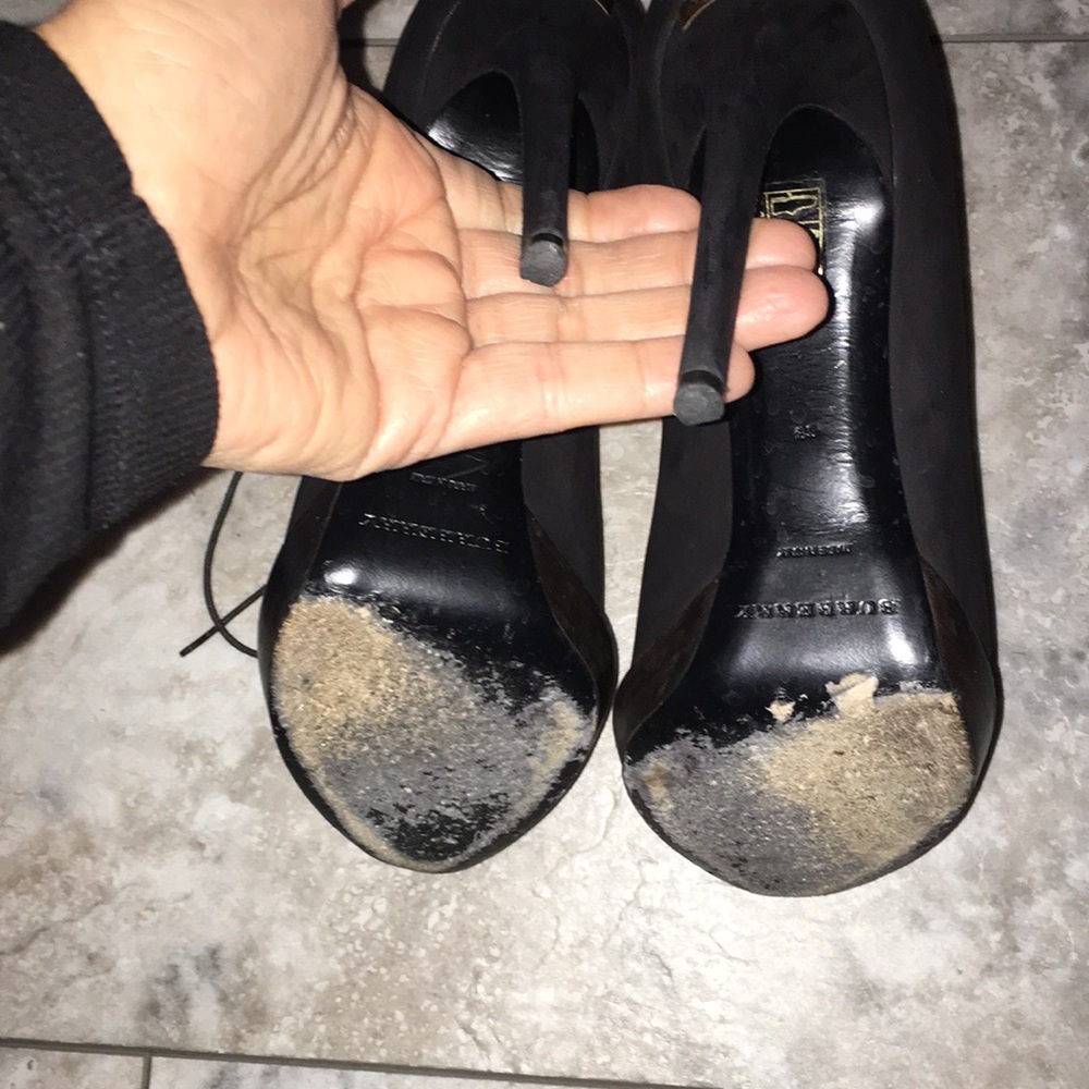 BURBERRY BLACK REAL LEATHER LACE UP PLATFORM PEEPTOE EUC BOOTIES SIZE EU… - Picture 9 of 11
